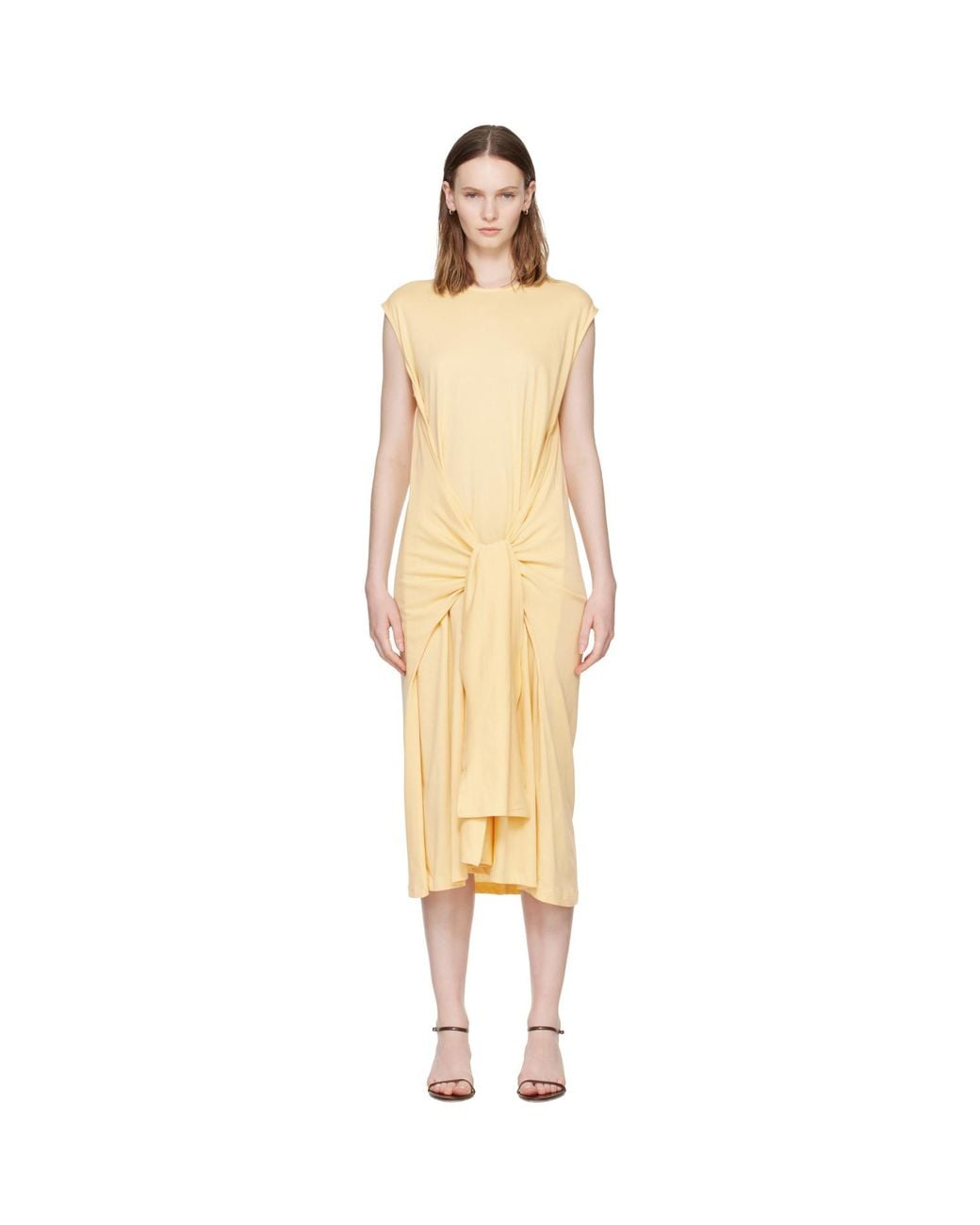 Totême Metallic Tie-Waist Jersey Midi Dress