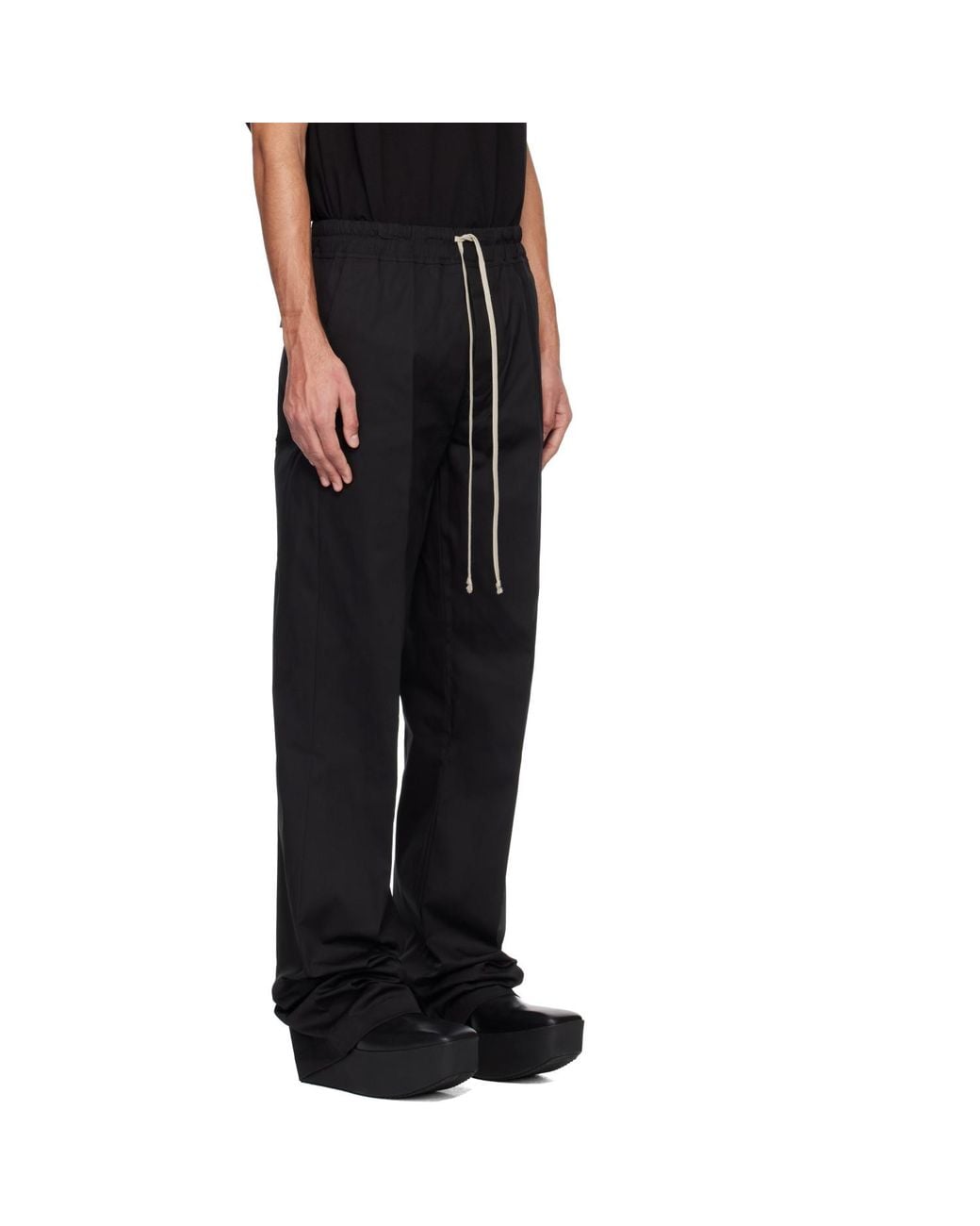Rick Owens Black Temple Dietrich Drawstring Trousers for men
