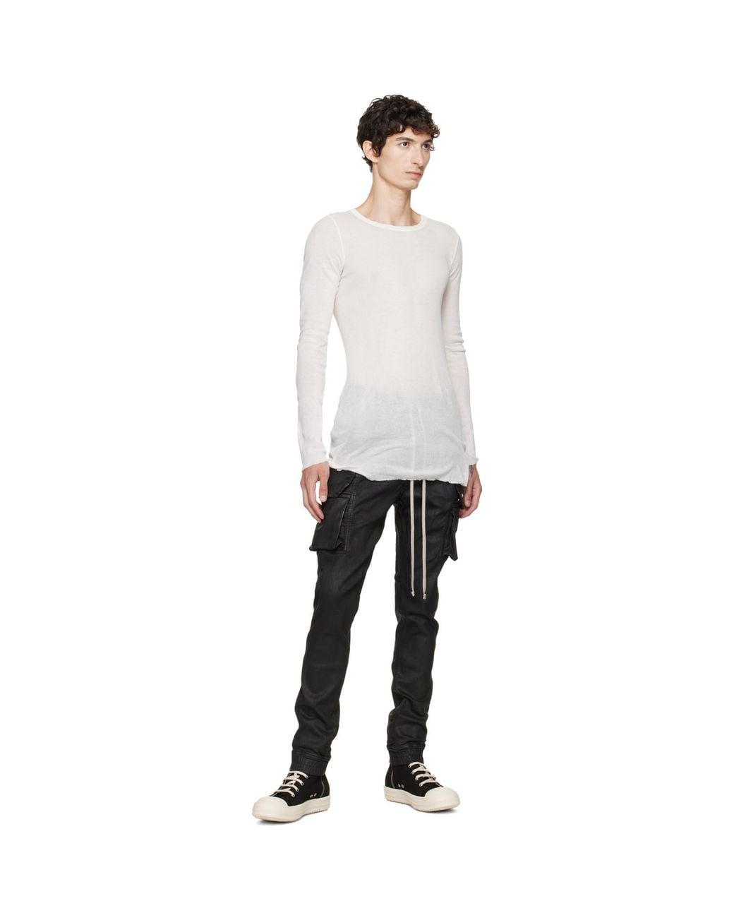 Rick Owens Black Tower Mastodon Cut Denim Cargo Pants for men