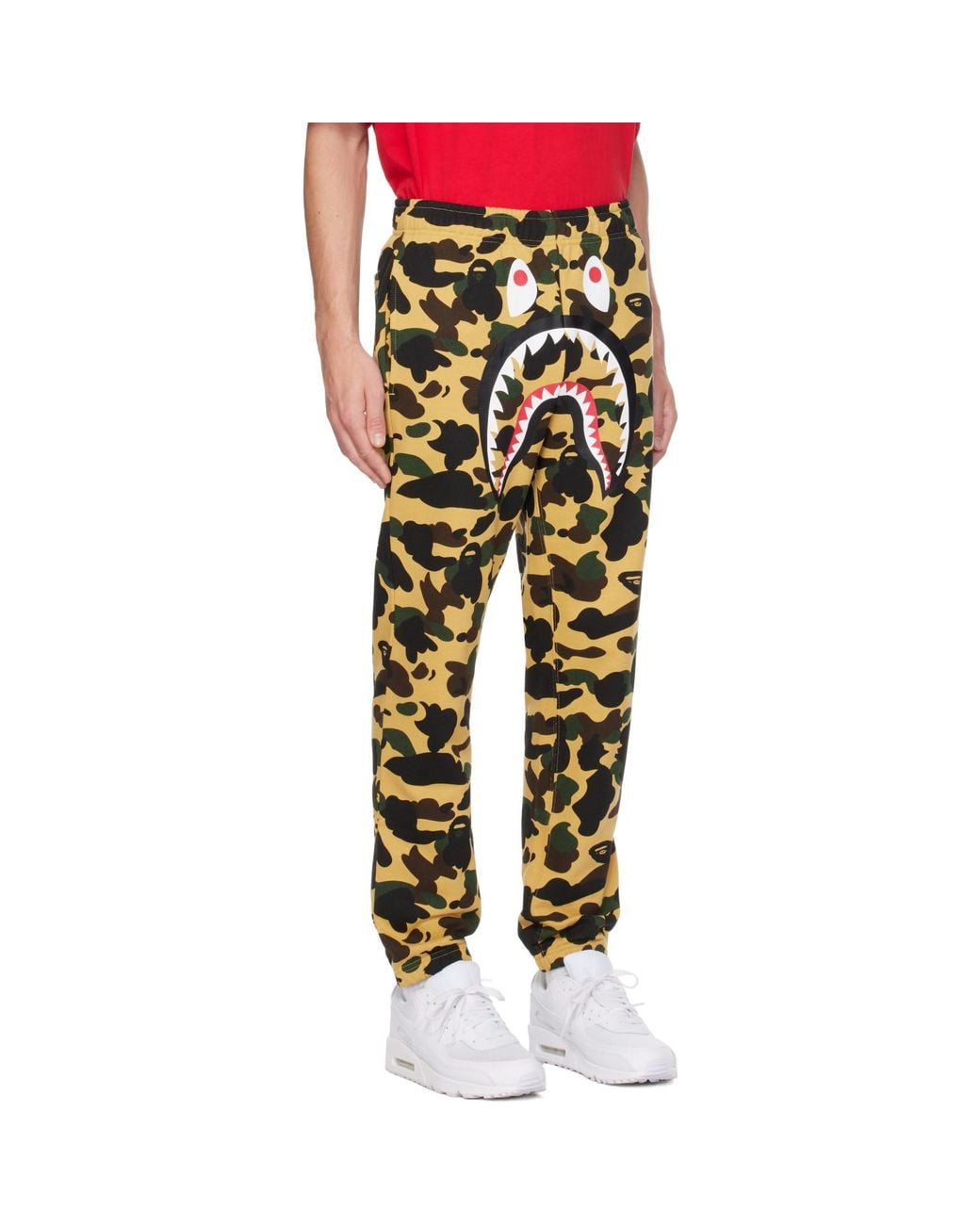 A Bathing Ape Yellow 1St Camo Shark Sweatpants for men
