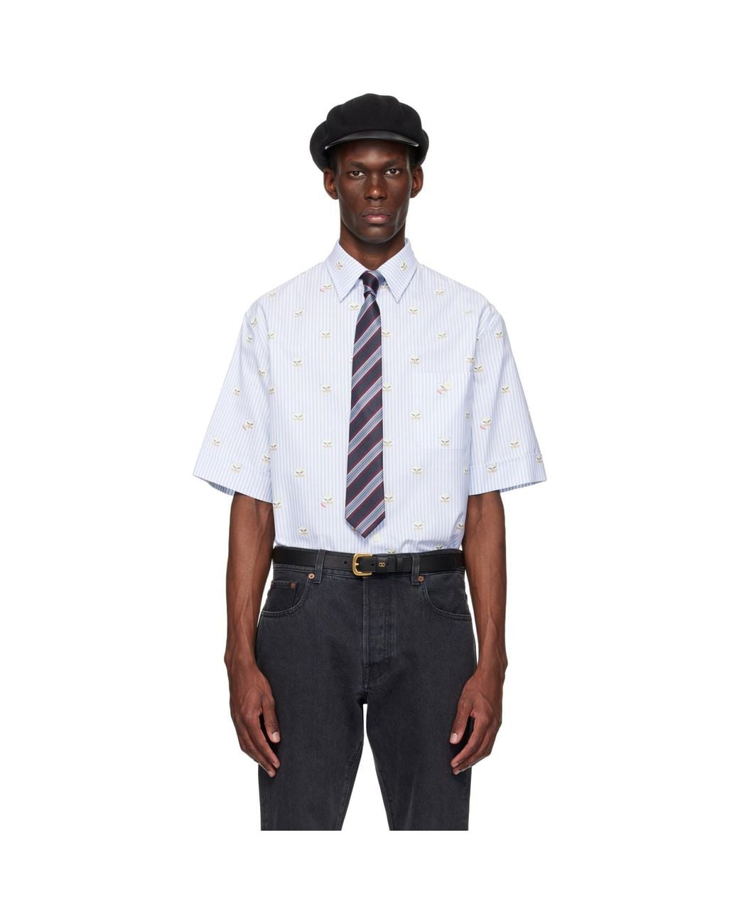 Valentino White Cotton Oxford 'Le Chat De La Maison' Shirt for men