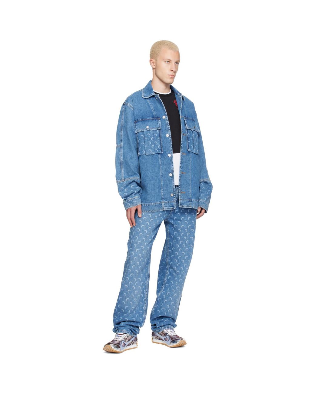 MARINE SERRE Blue Moon Laser Wash Denim Straight Jeans for men
