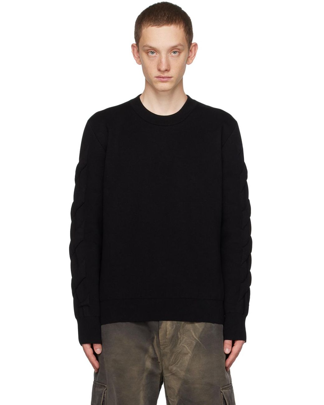 Off-White C O Virgil Abloh 3D Diag Lines Sweater 'Black White' OMBA025E181920021001 US L