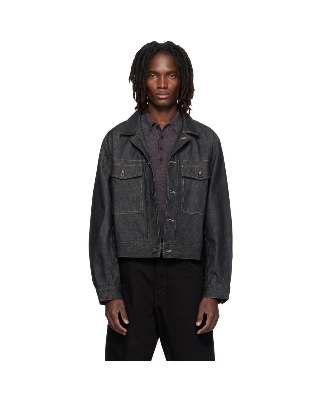Lemaire Black Denim Trucker Jacket for men