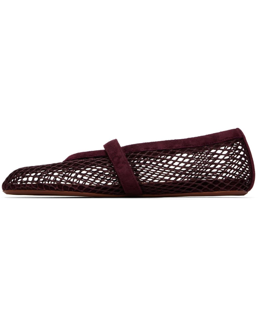 Alaïa Multicolor Burgundy Fishnet Suede Ballerina Flats