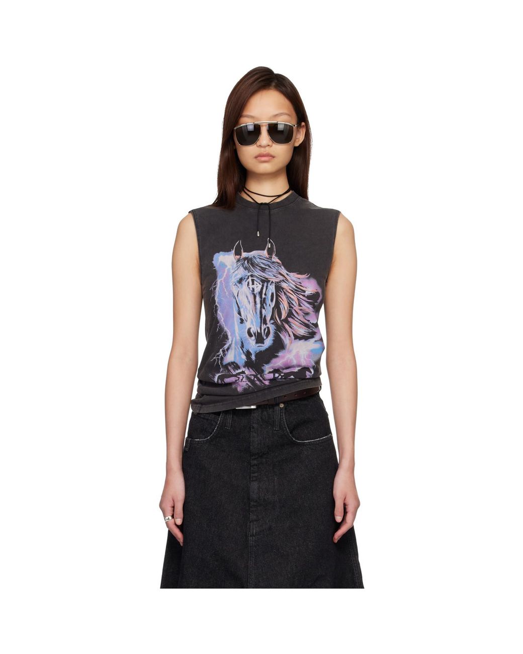 Lu'u Dan Black 'Year Of The Horse' Sleeveless T-Shirt