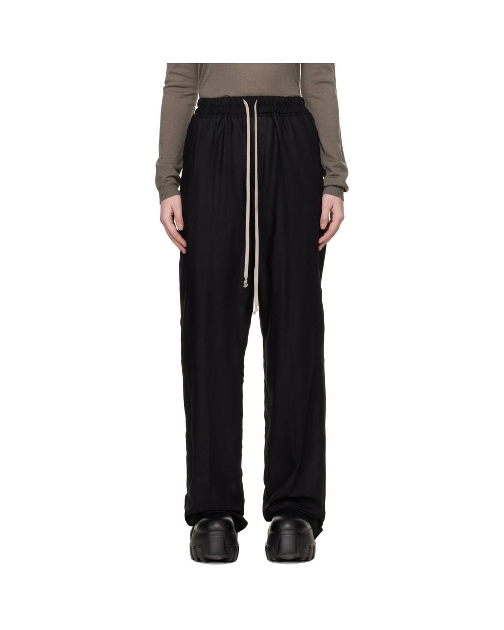 Rick Owens Black Temple Dietrich Drawstring Lounge Pants