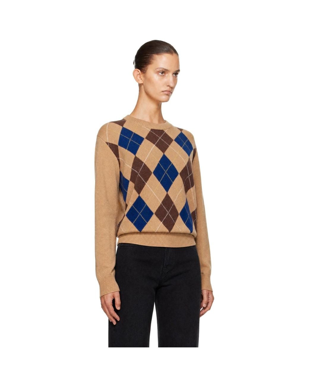 DUNST Blue Argyle Crewneck Sweater