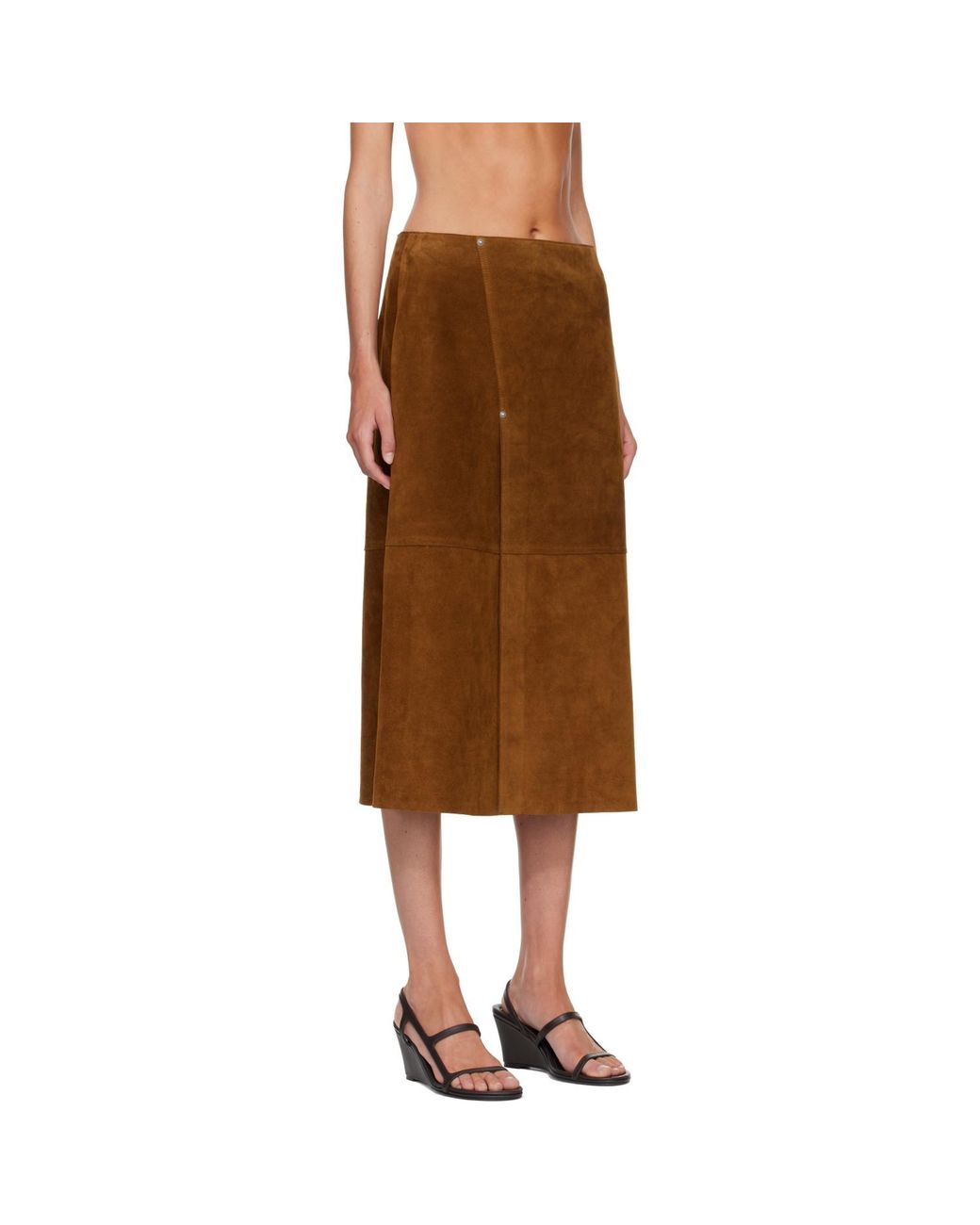 Studio Nicholson Brown Tan Melete Suede Maxi Skirt