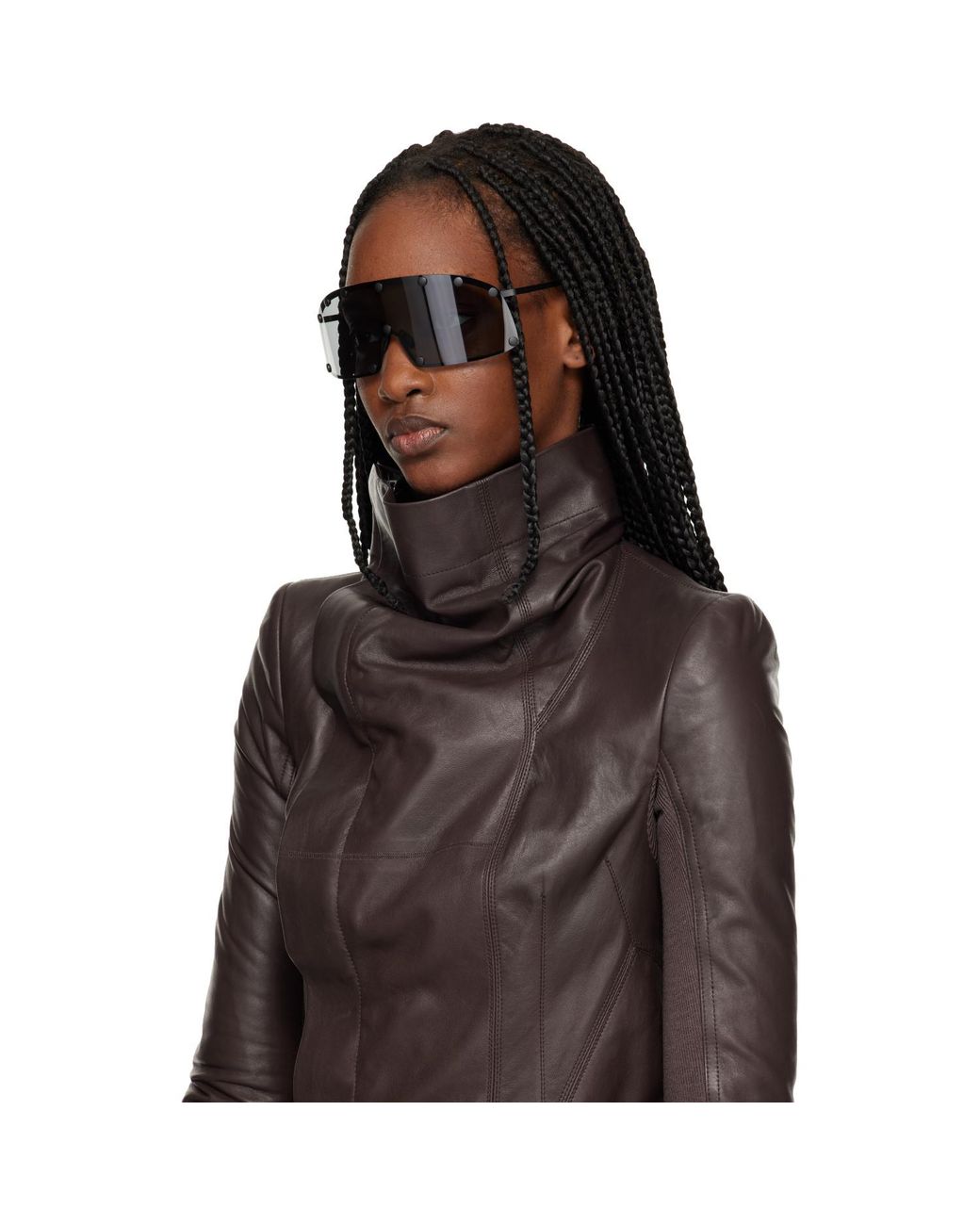 Rick Owens Black Temple Shielding Sunglasses