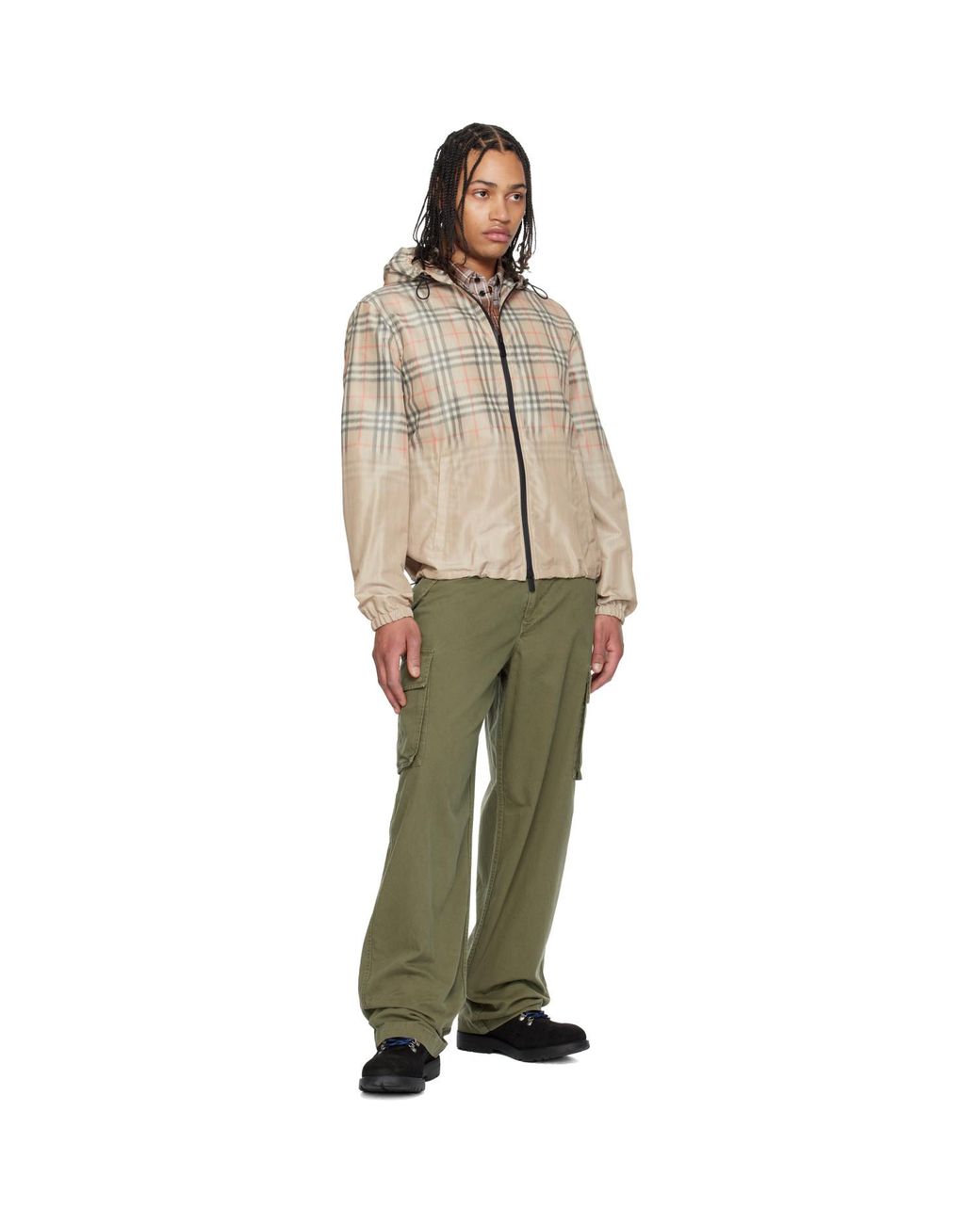 Burberry Green Cotton Cargo Trousers for men