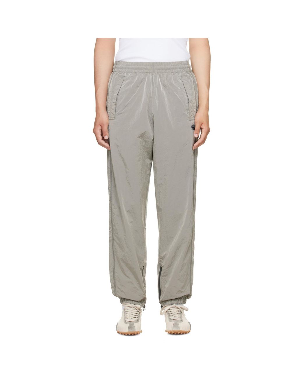 DIESEL Gray Crinkle Effect Nylon Trousers for men