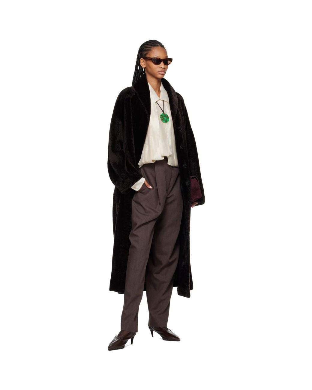 Rohe Brown Daria Single Pleat Straight Leg Trousers
