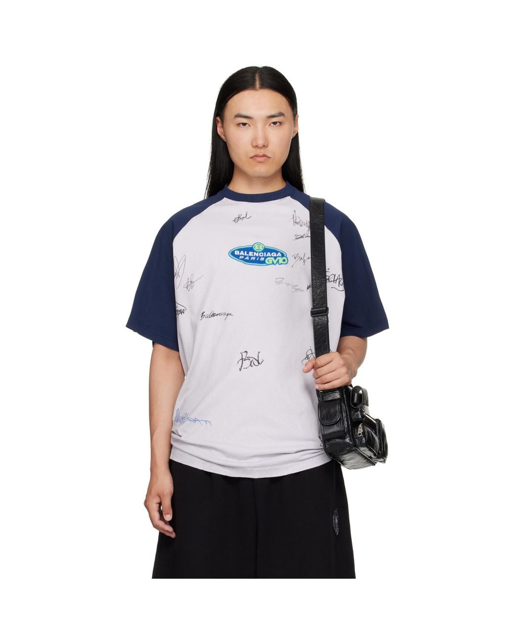 Balenciaga Blue Raglan Sleeves T-shirt for men