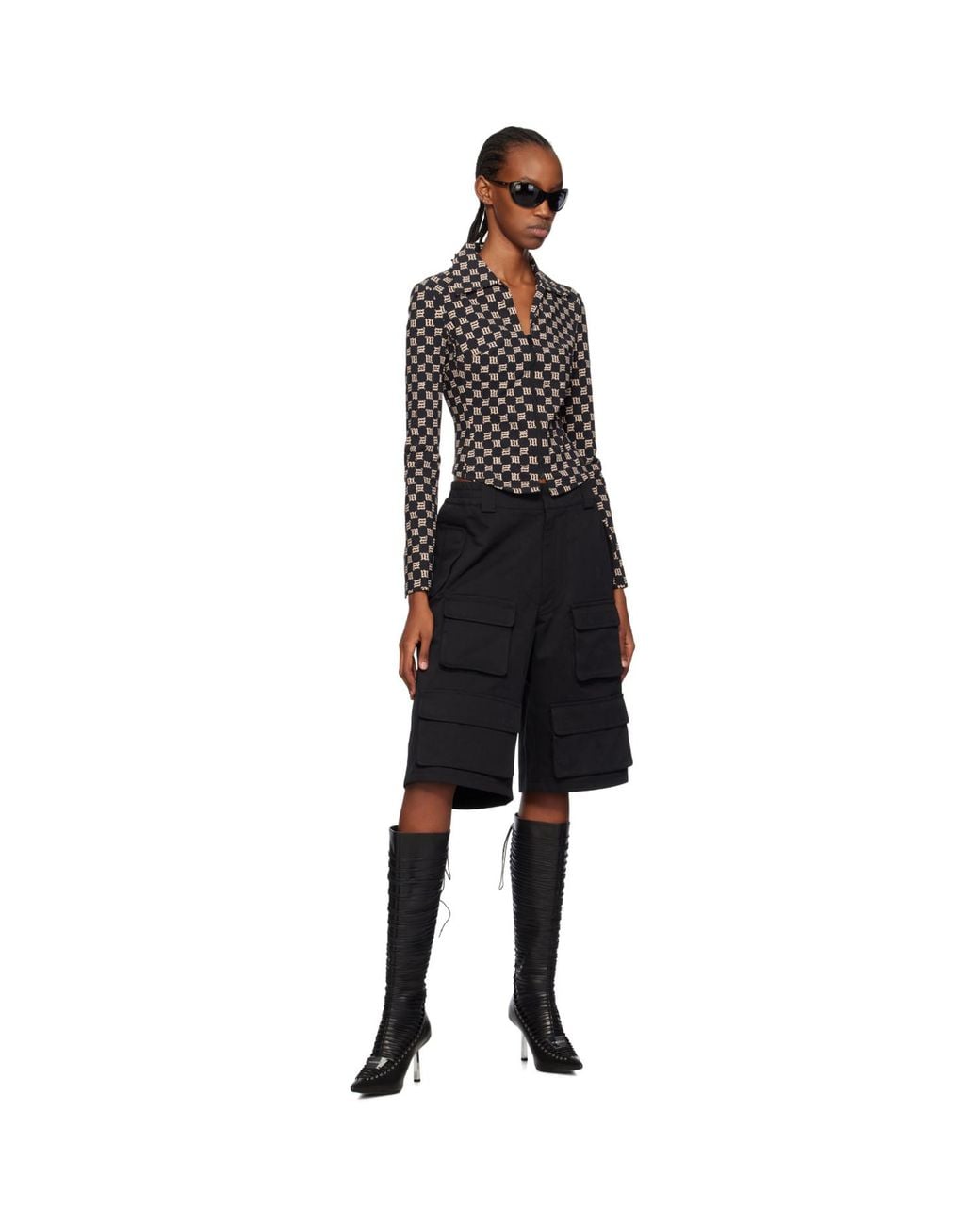 M I S B H V Black High Heel Anastazja Knee Boots