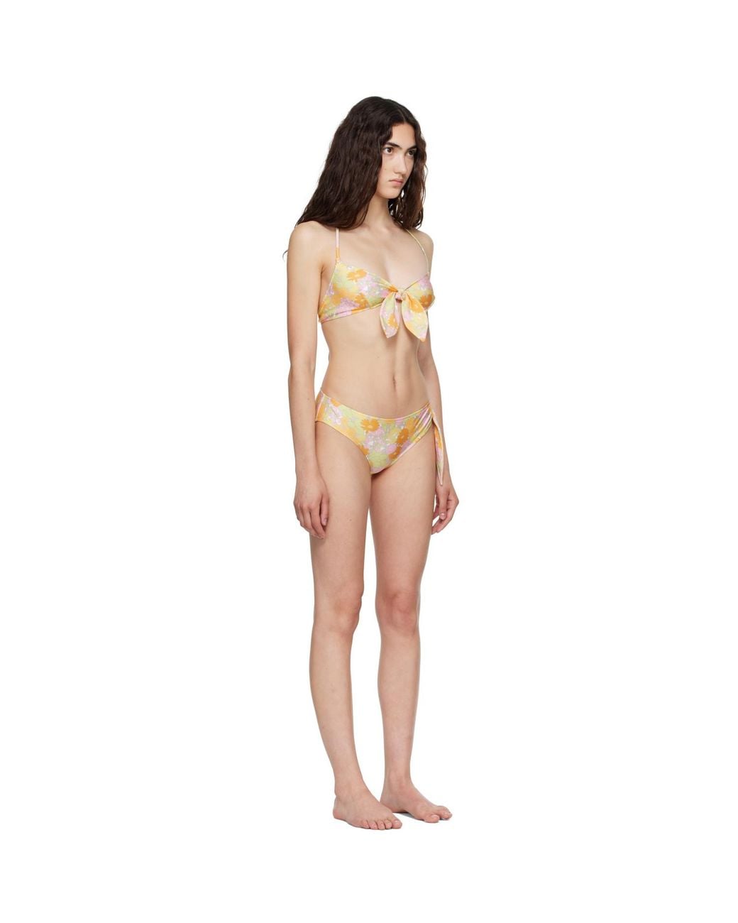 Chloé Natural Sunbleached Flower Print Bikini Top