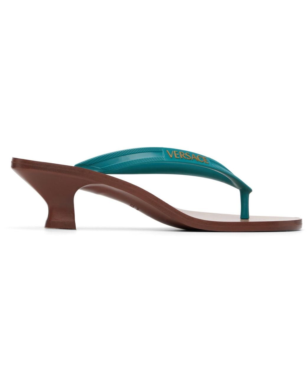 Versace Green Sophie Rubber Thong Heeled Sandals