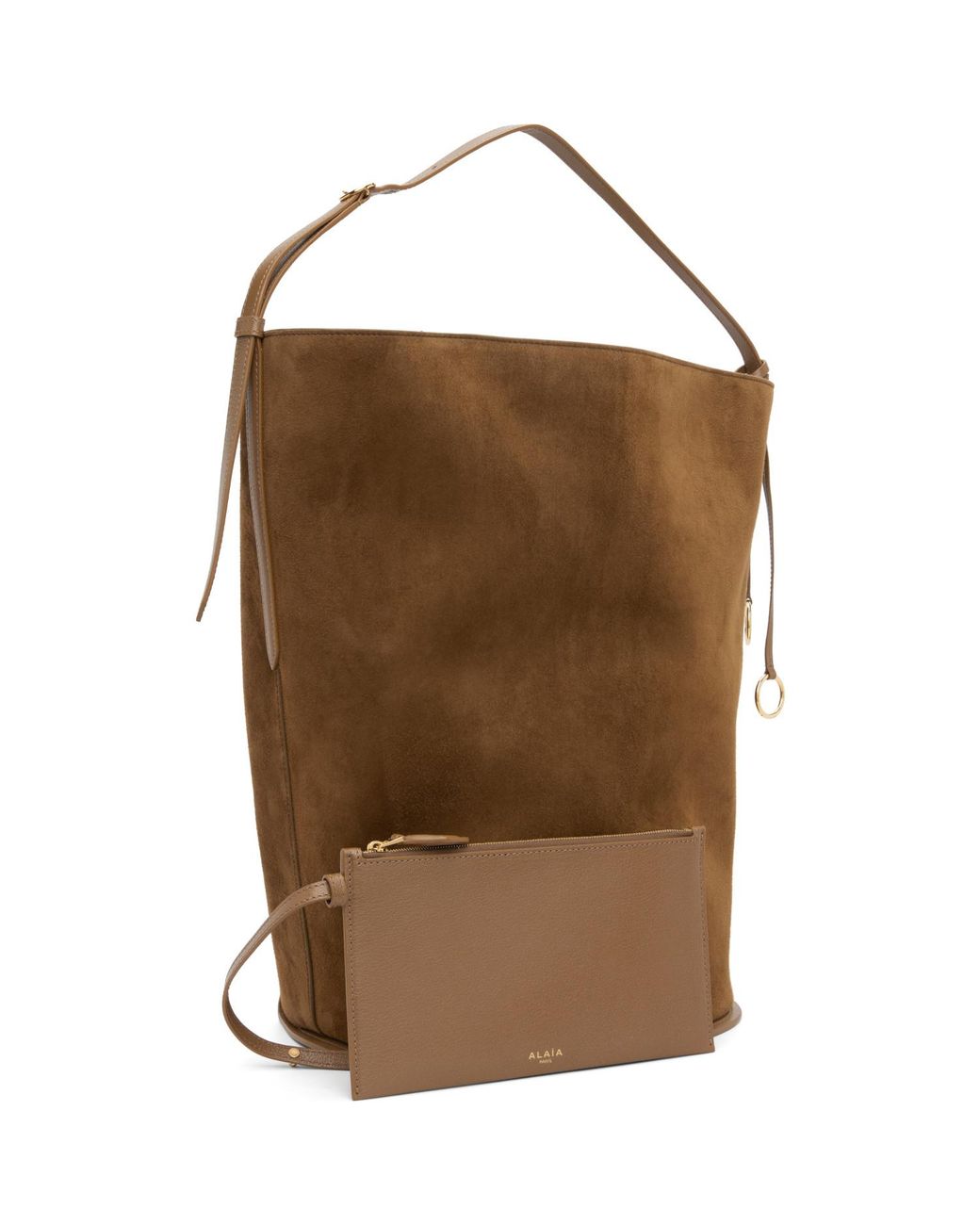 Alaïa Brown Khaki Hip Large Bucket Bi-Material Bag