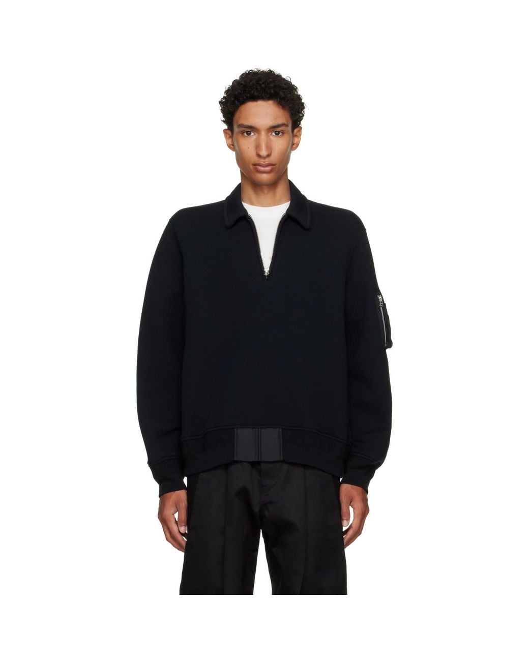 Sacai Black Sponge Sweat Polo for men