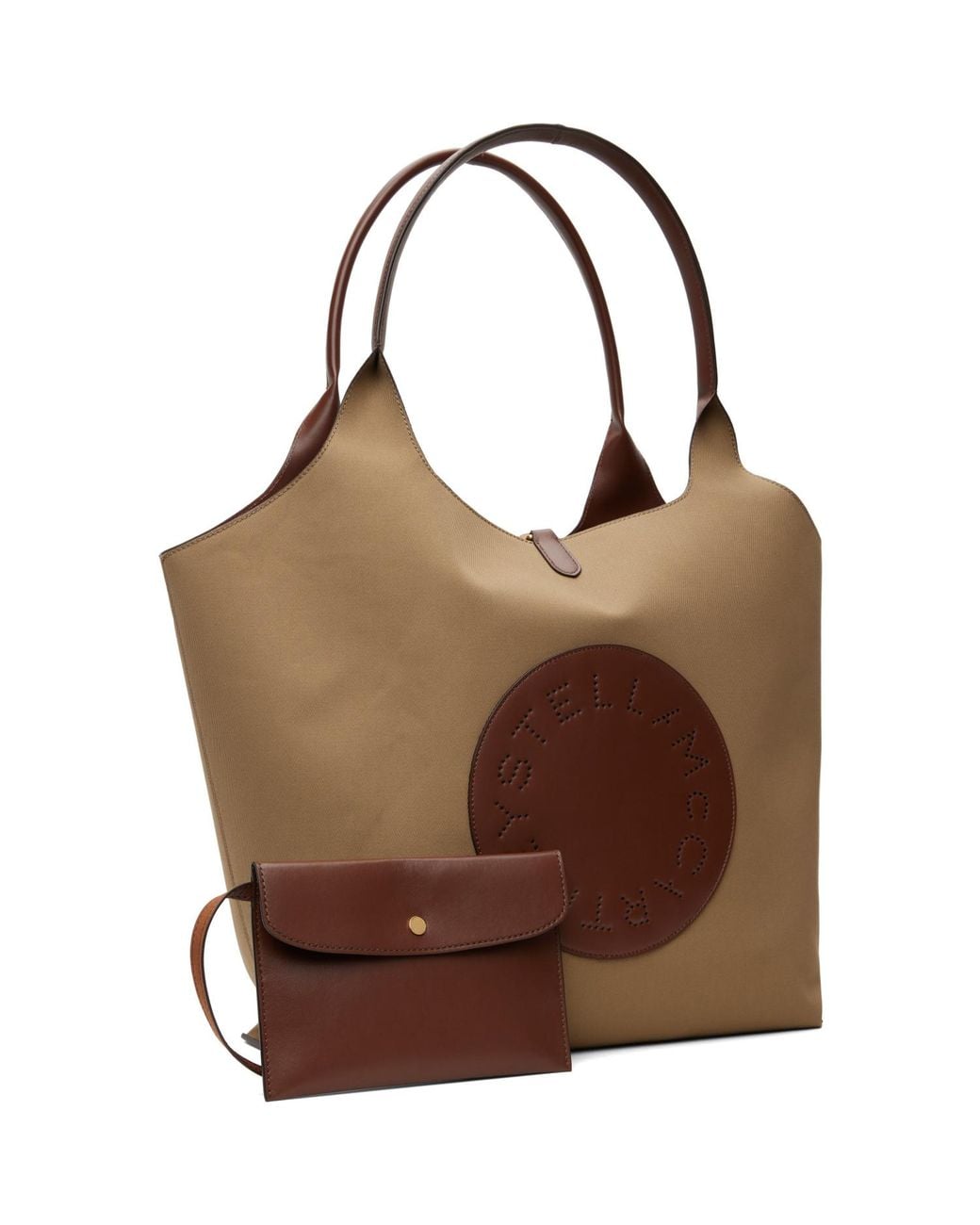 Stella McCartney Brown Khaki Logo Reversible Tote