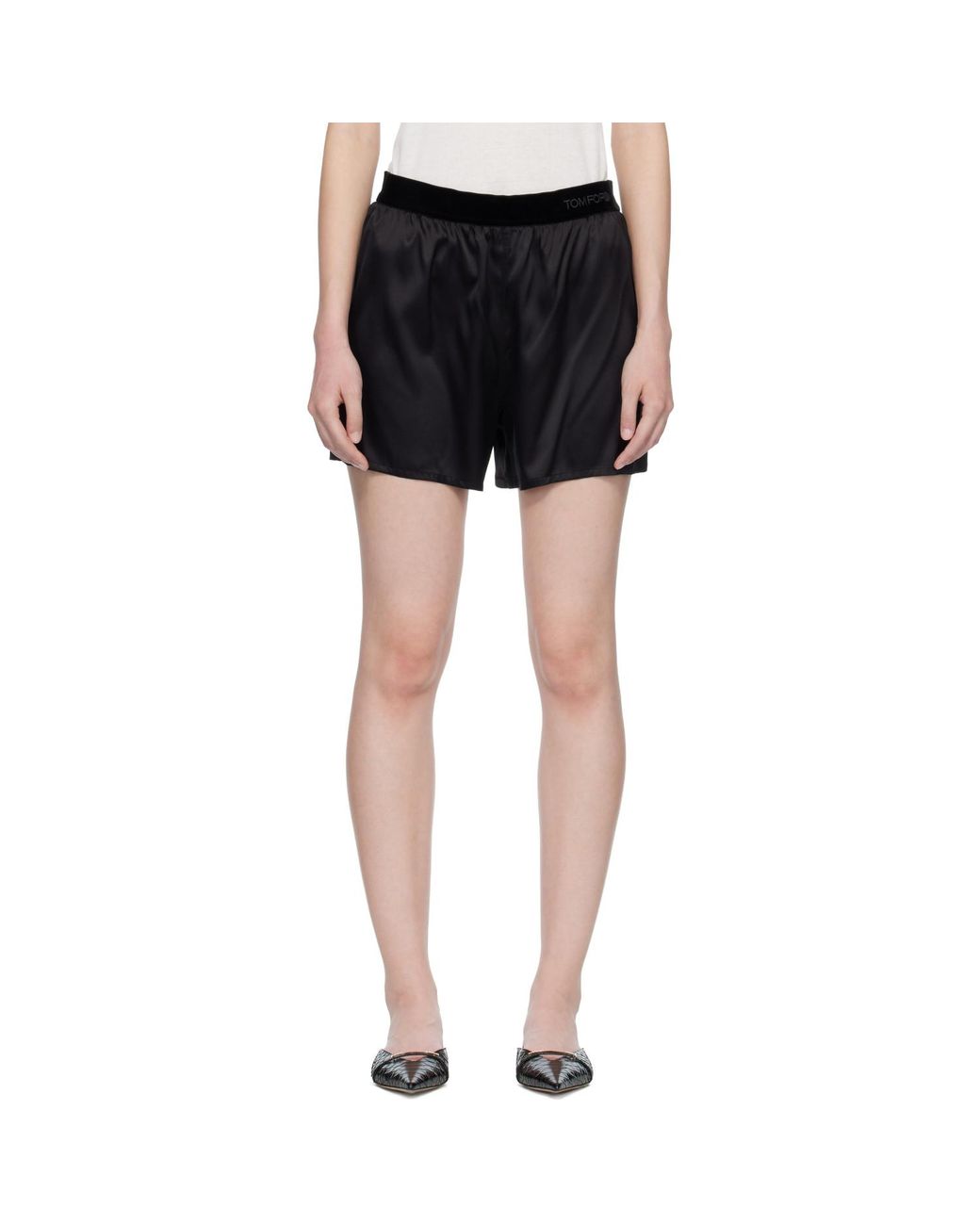 Tom Ford Black Stretch Silk Satin Boxer Shorts