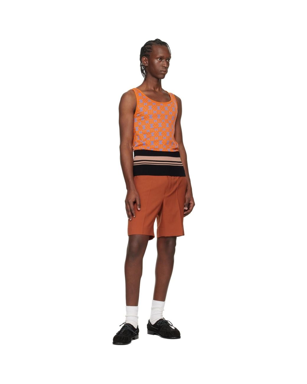 Dries Van Noten Orange Jacquard Tank Top for men