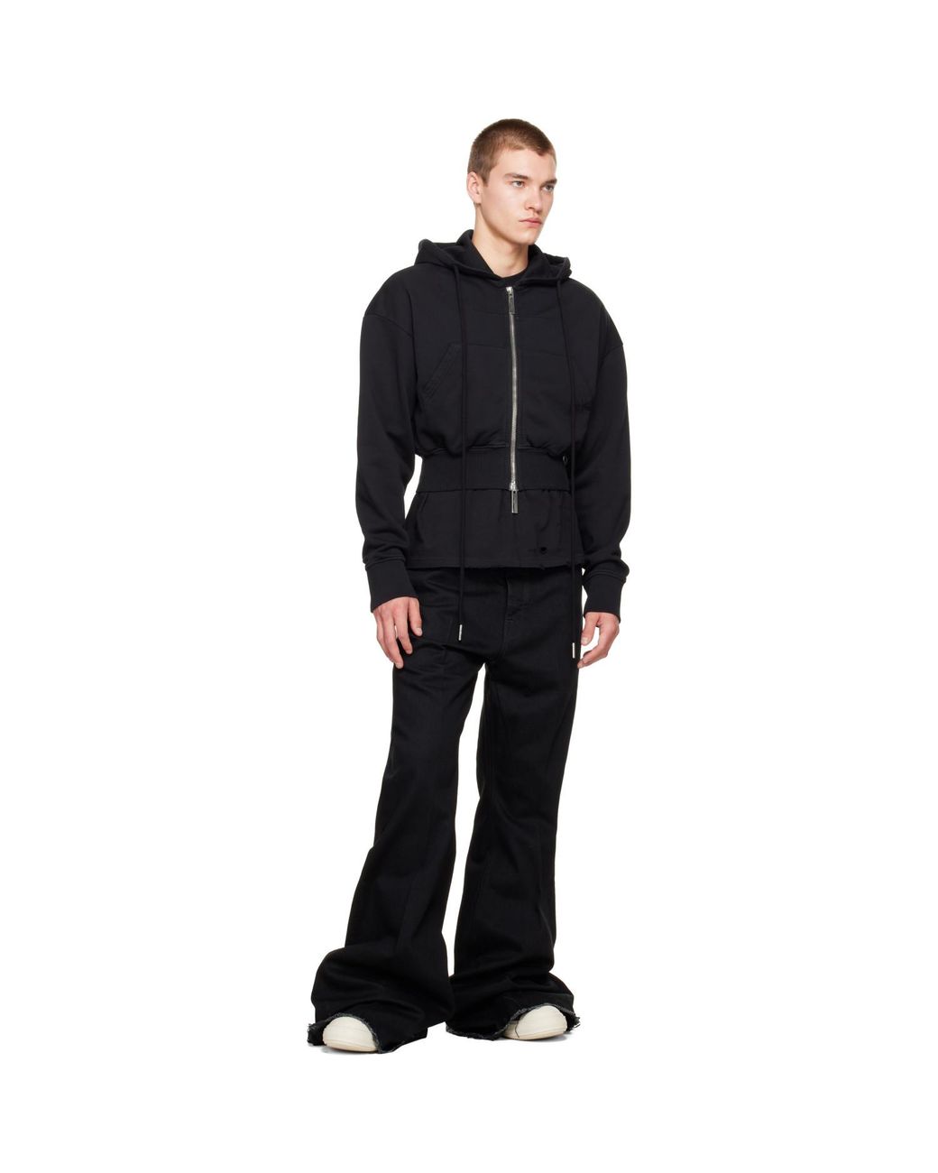 MATIERES FECALES Black Cropped Cult Hoodie for men
