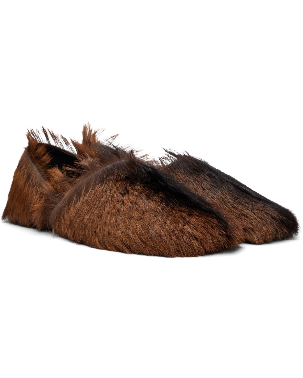 Lemaire Brown Long-Hair Leather Slipper Loafers