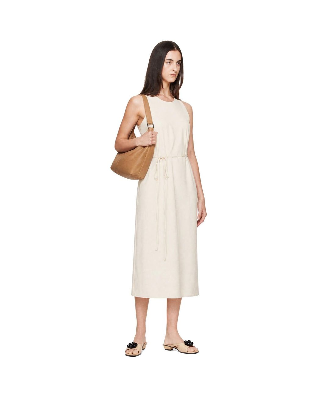 Baserange Natural Off- Apron Midi Dress