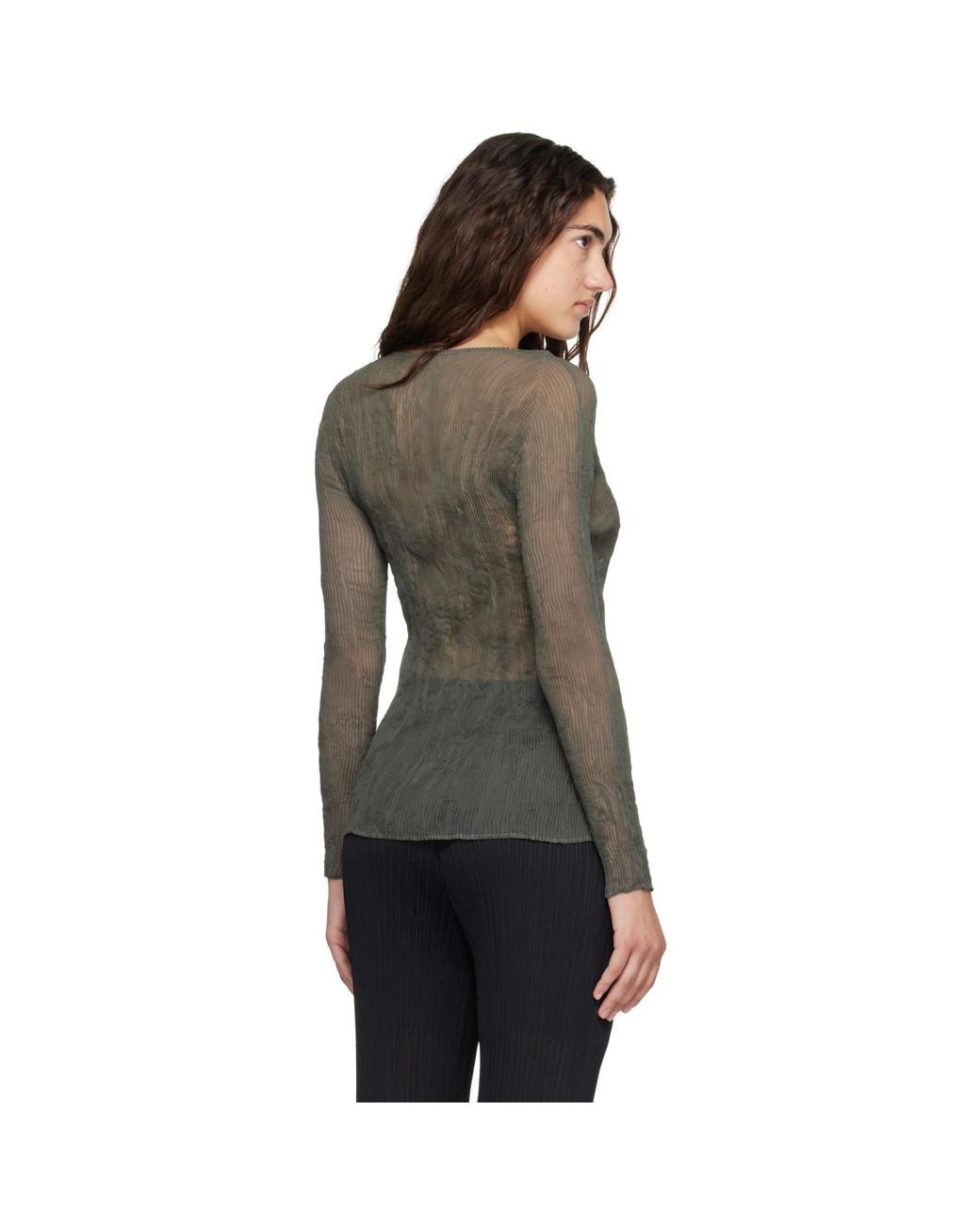 Issey Miyake Brown Chiffon Twist Top