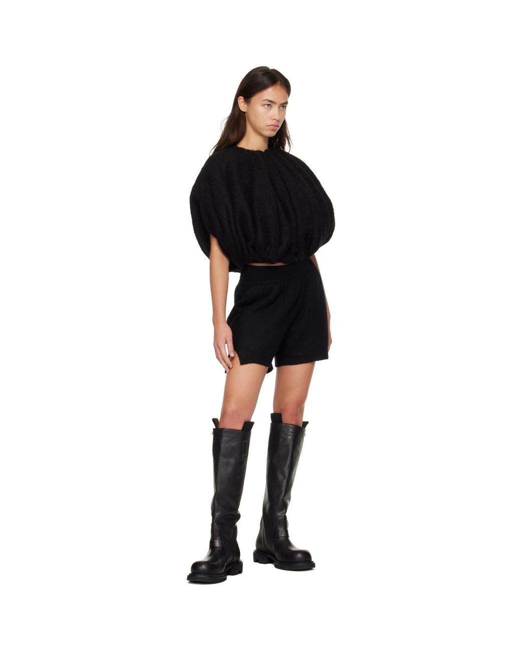 Rick Owens Black Tower Cashmere Shorts