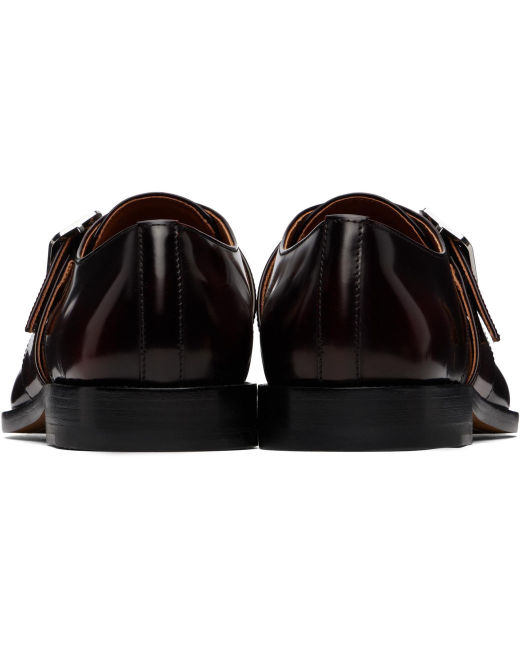 Marni Black Burgundy Shaded Leather Buckle Monkstraps for men