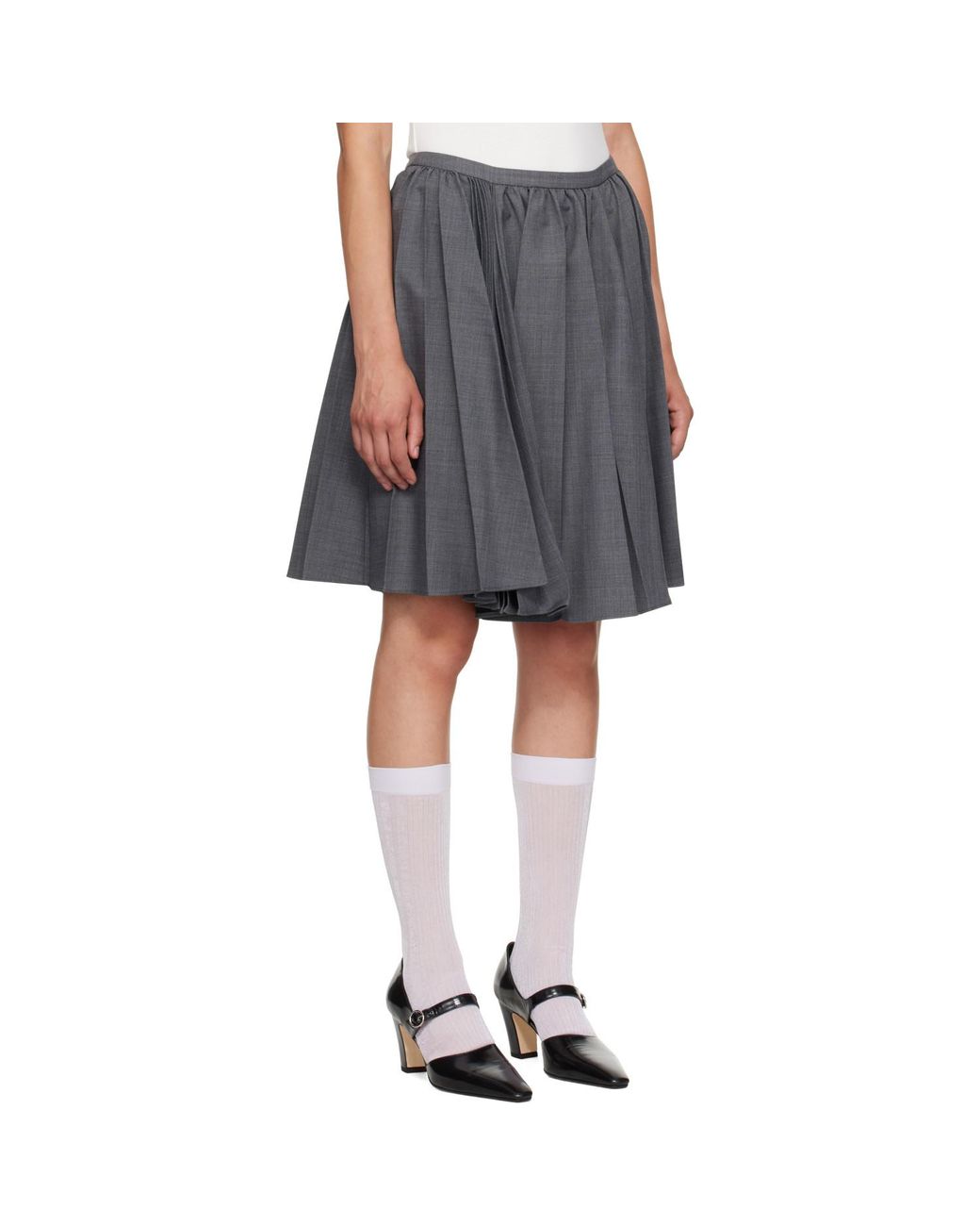 ShuShu/Tong Gray Pleated Midi Skirt