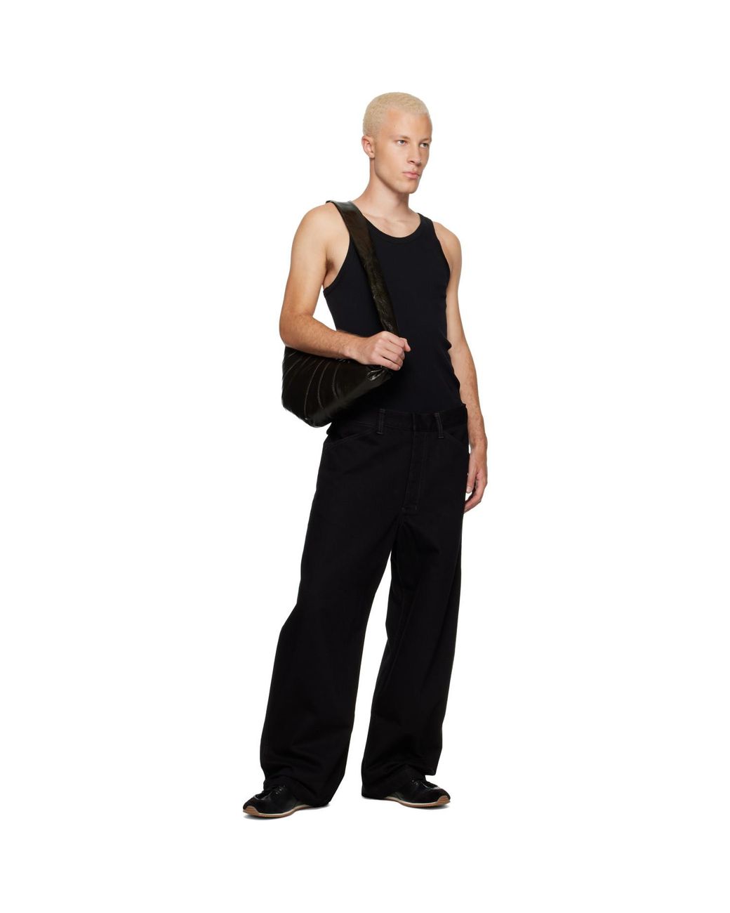 Lemaire Black Medium Croissant Bag for men