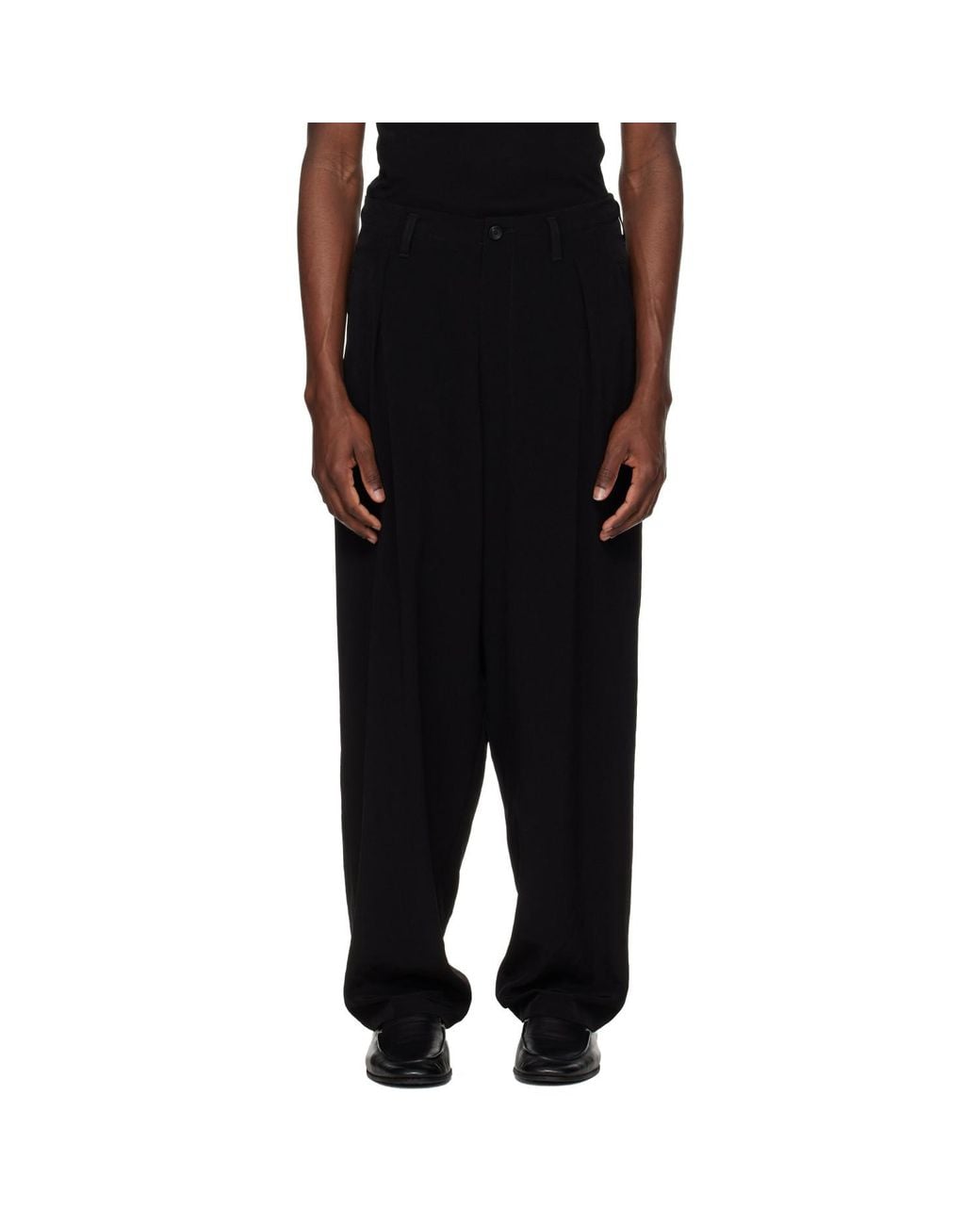 Yohji Yamamoto Black Ta Tuxedo 1 Tuck Trousers for men