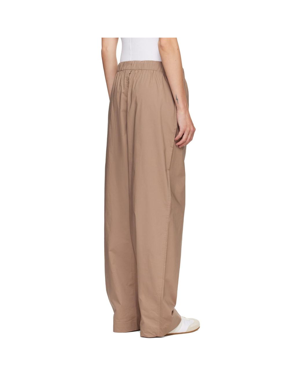 Skims Natural Tan Woven Cotton Oversized Straight Leg Lounge Pants