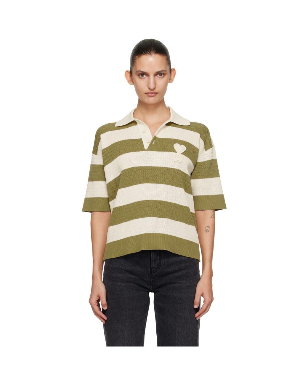 AMI Multicolor Off- Short Sleeves 'ami De Coeur' Polo