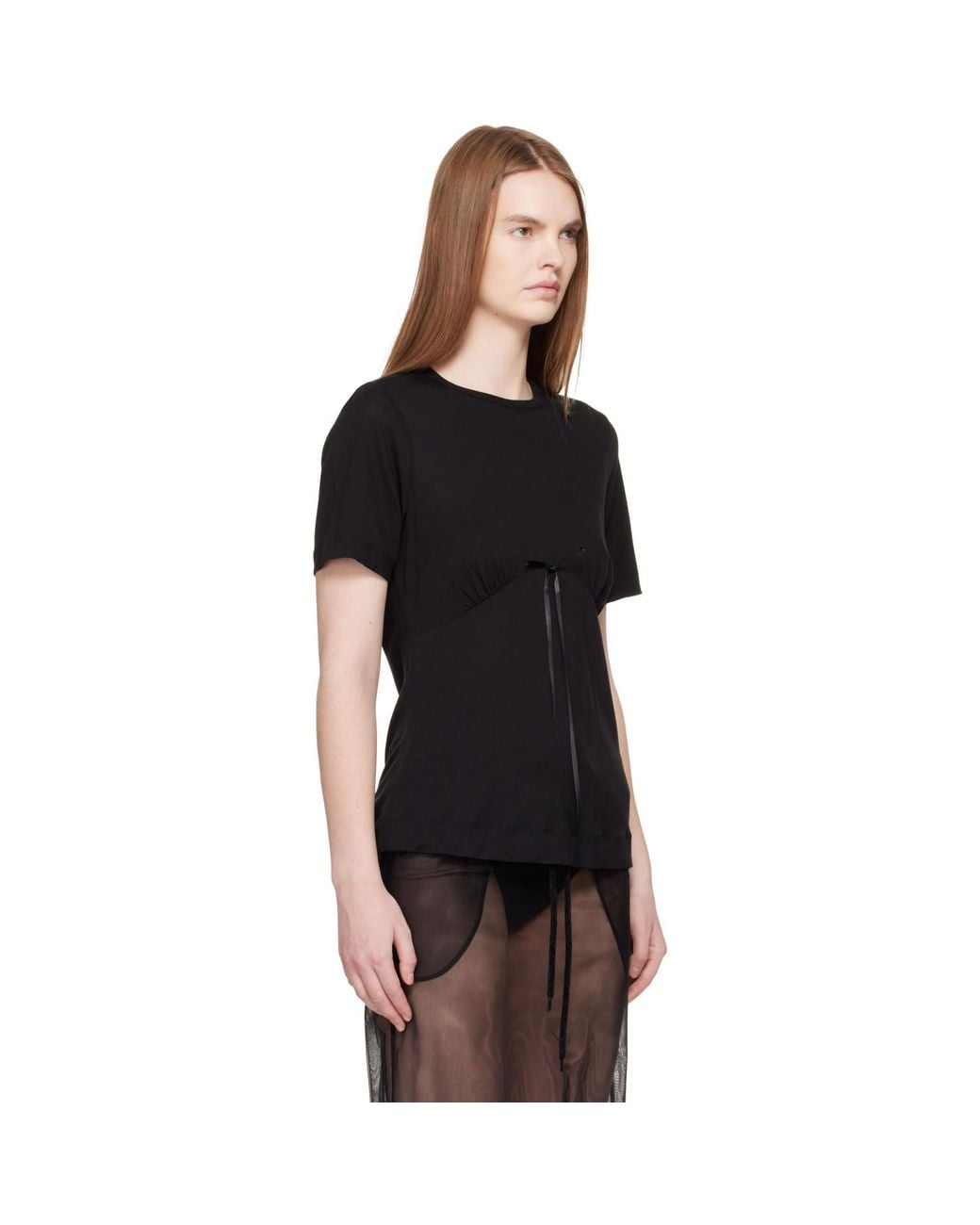 Simone Rocha Black Gathered Bust Bow T-Shirt