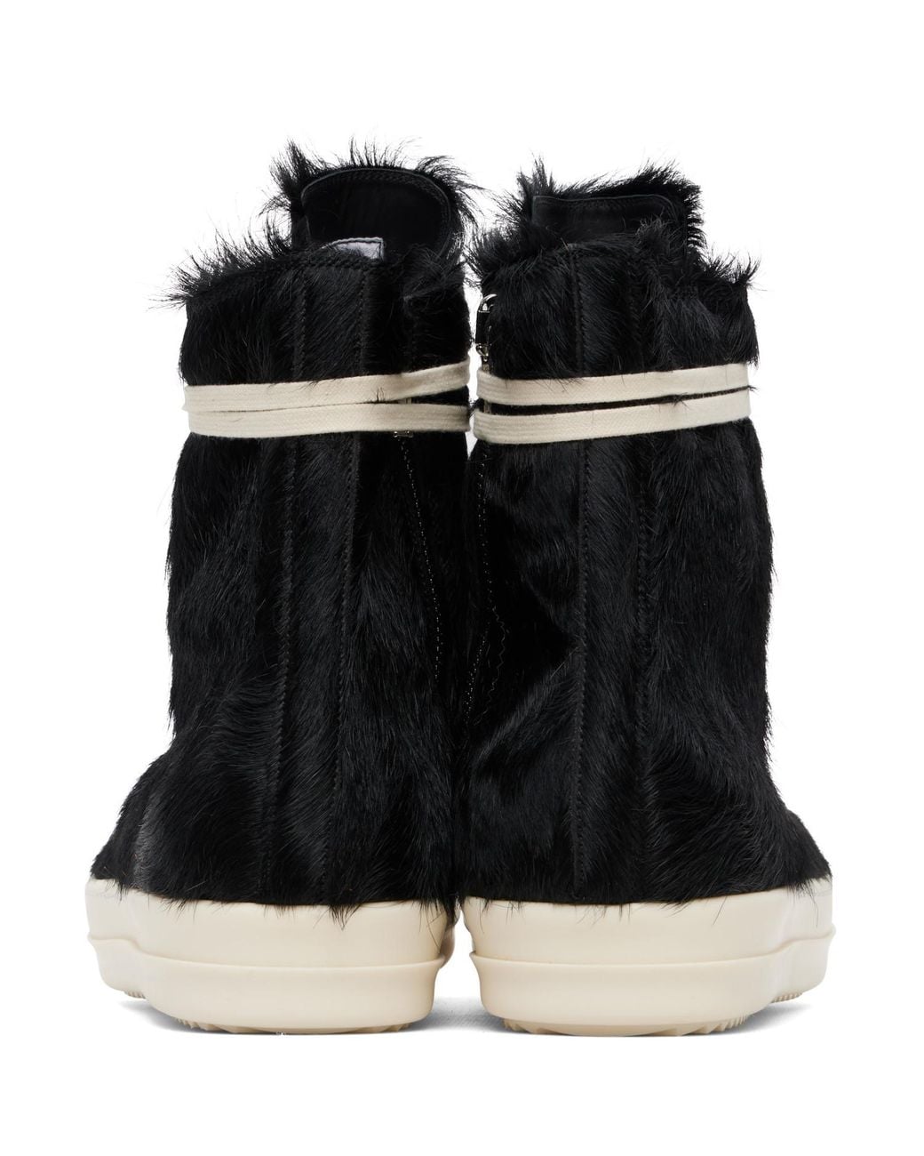 Rick Owens Black Tower Leather Hair-On Sneakers for men