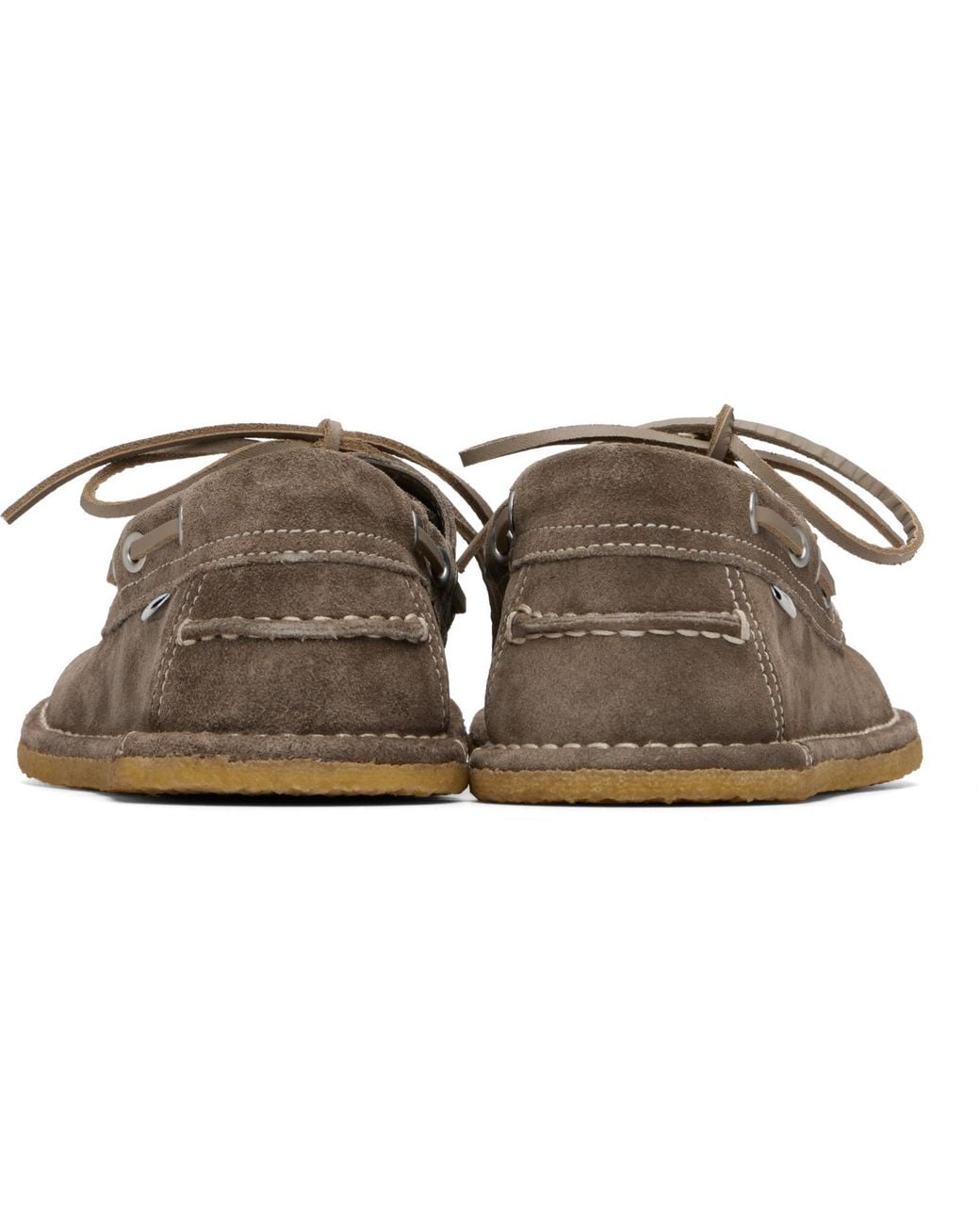 AMI Black Taupe Suede Boat Shoes for men