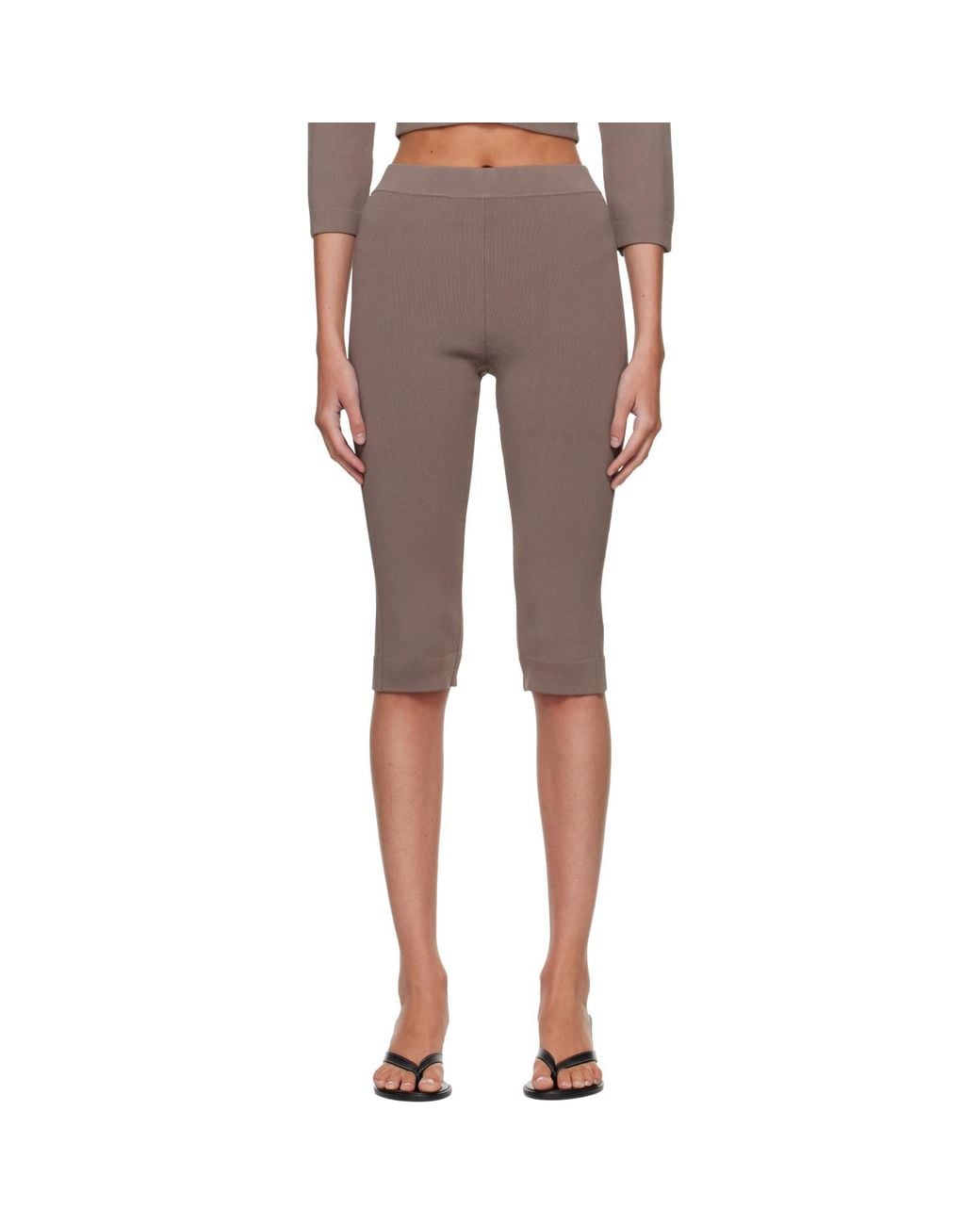 Skims Natural Taupe Refined Knit Capri Leggings