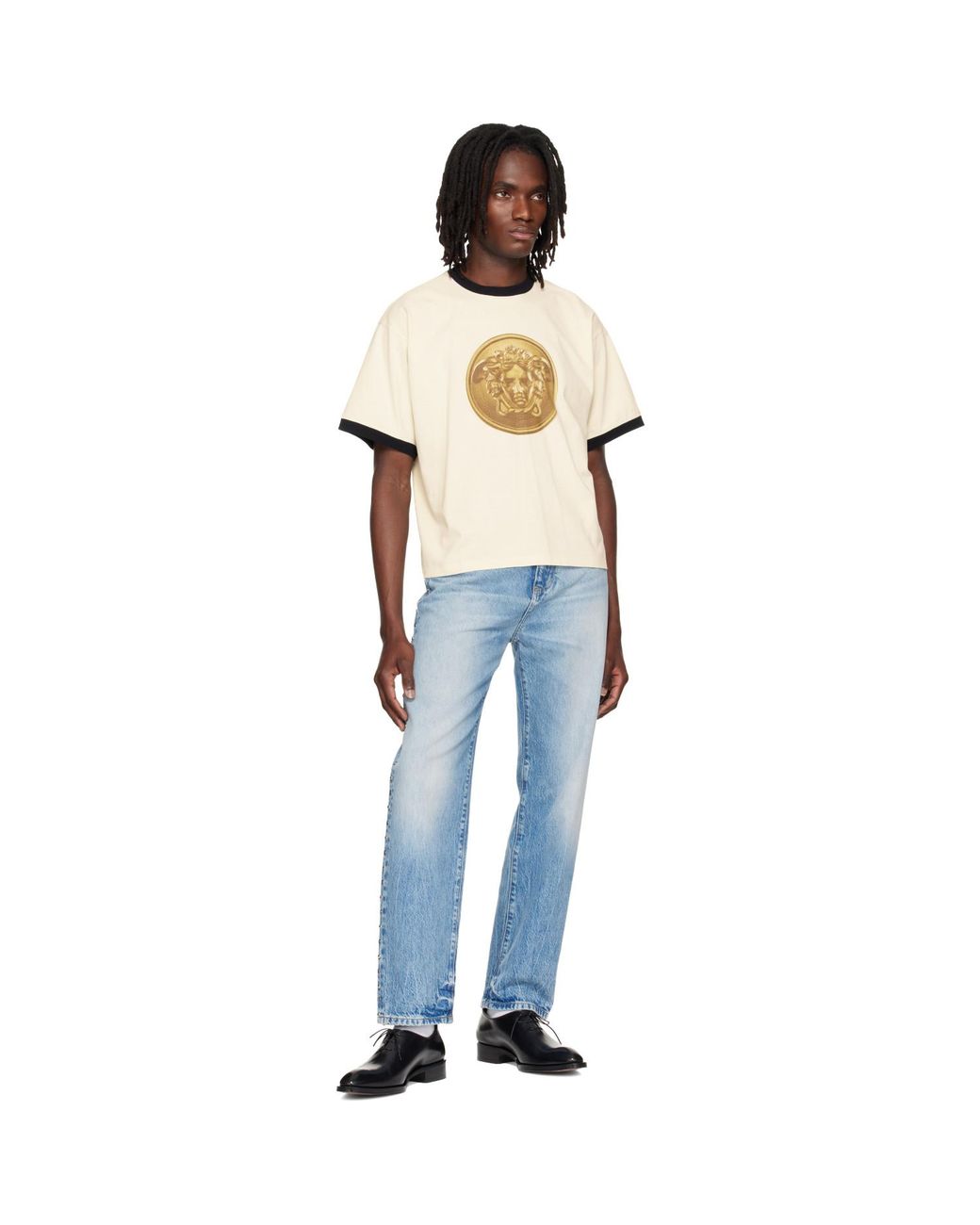 Versace White Printed Cotton-Jersey Regular T-Shirt for men