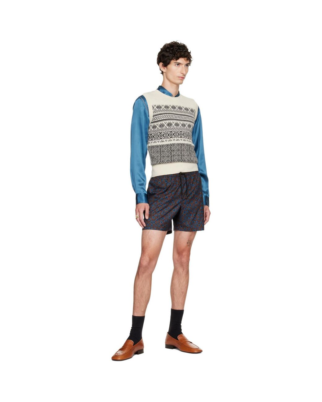Dries Van Noten Blue Off- Jacquard Wool Sweater Vest for men