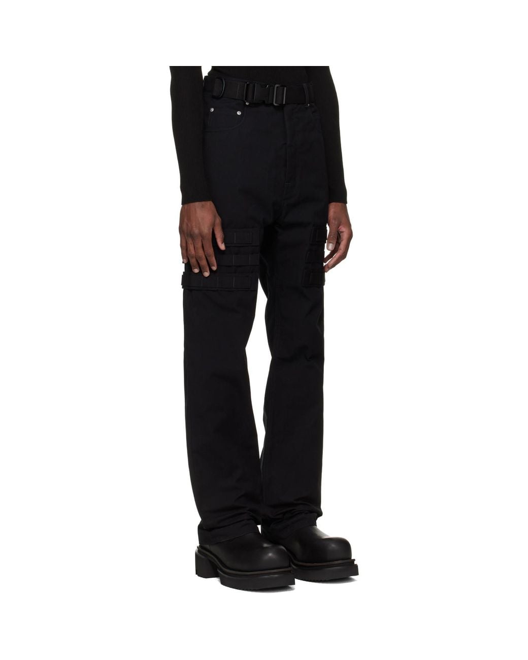 Rick Owens Black Temple Slim Geth Cargo Pants for men