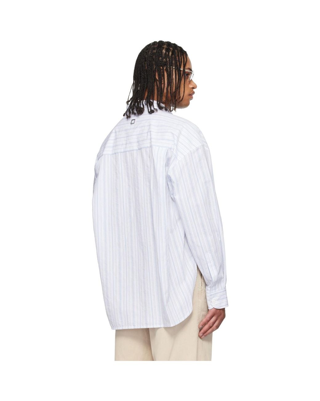 Wooyoungmi White Oversized Stripe Shirt for men