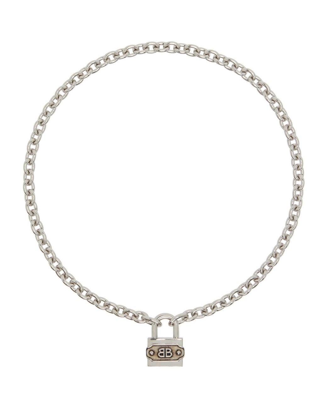 Balenciaga Metallic Bb Padlock Necklace for men