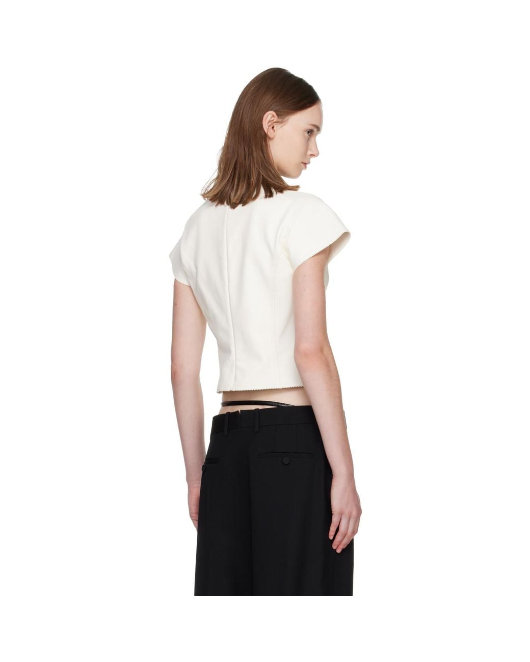 Tom Ford White Off- Lightweight Guanteria Fitted Lambskin T-Shirt