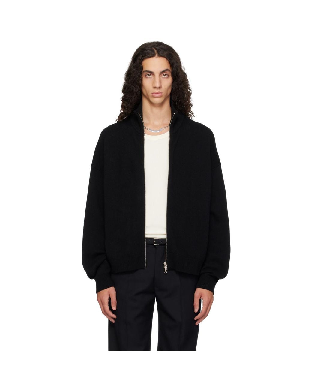 YACAIA Black Y-0020 Merino-Cashmere Sweater for men