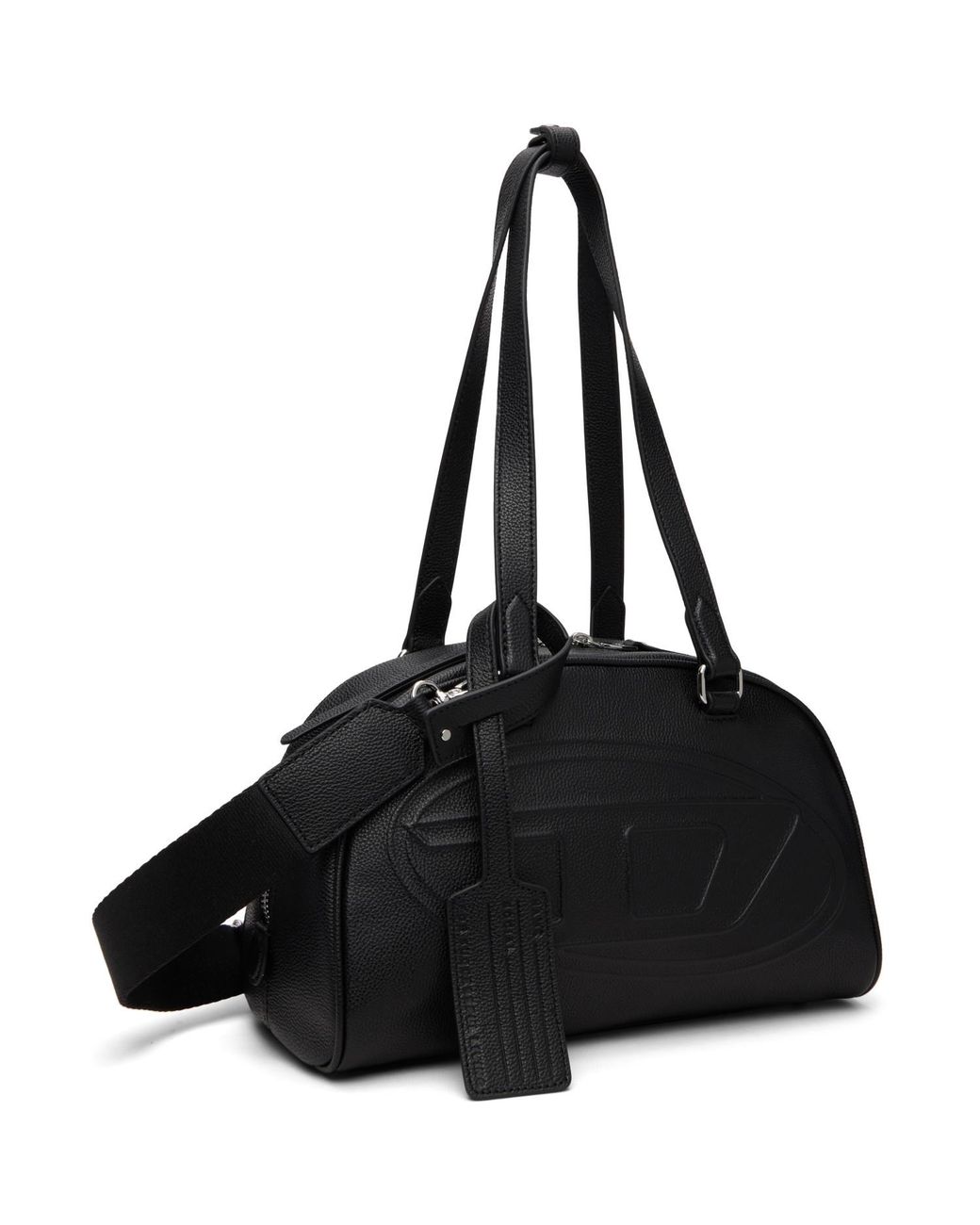 DIESEL Black 1Dr Dome Embossed Logo Leather Boston Bag for men