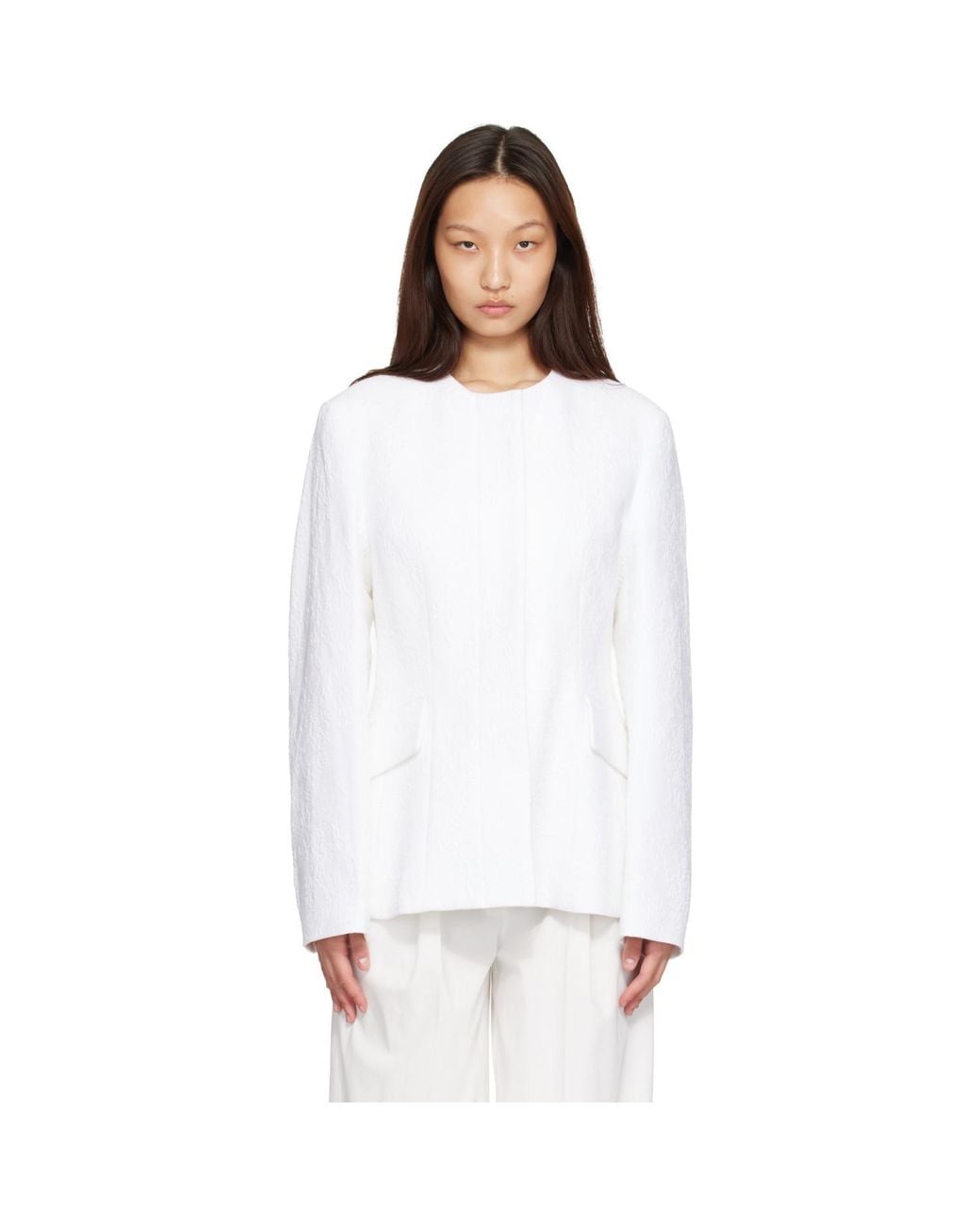 Totême White Jacquard Cotton Blazer